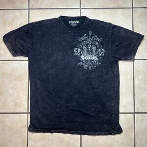 Y2K Affliction Style Vatican Skull Black Graphic T-Shirt Mens Size Large Gothic